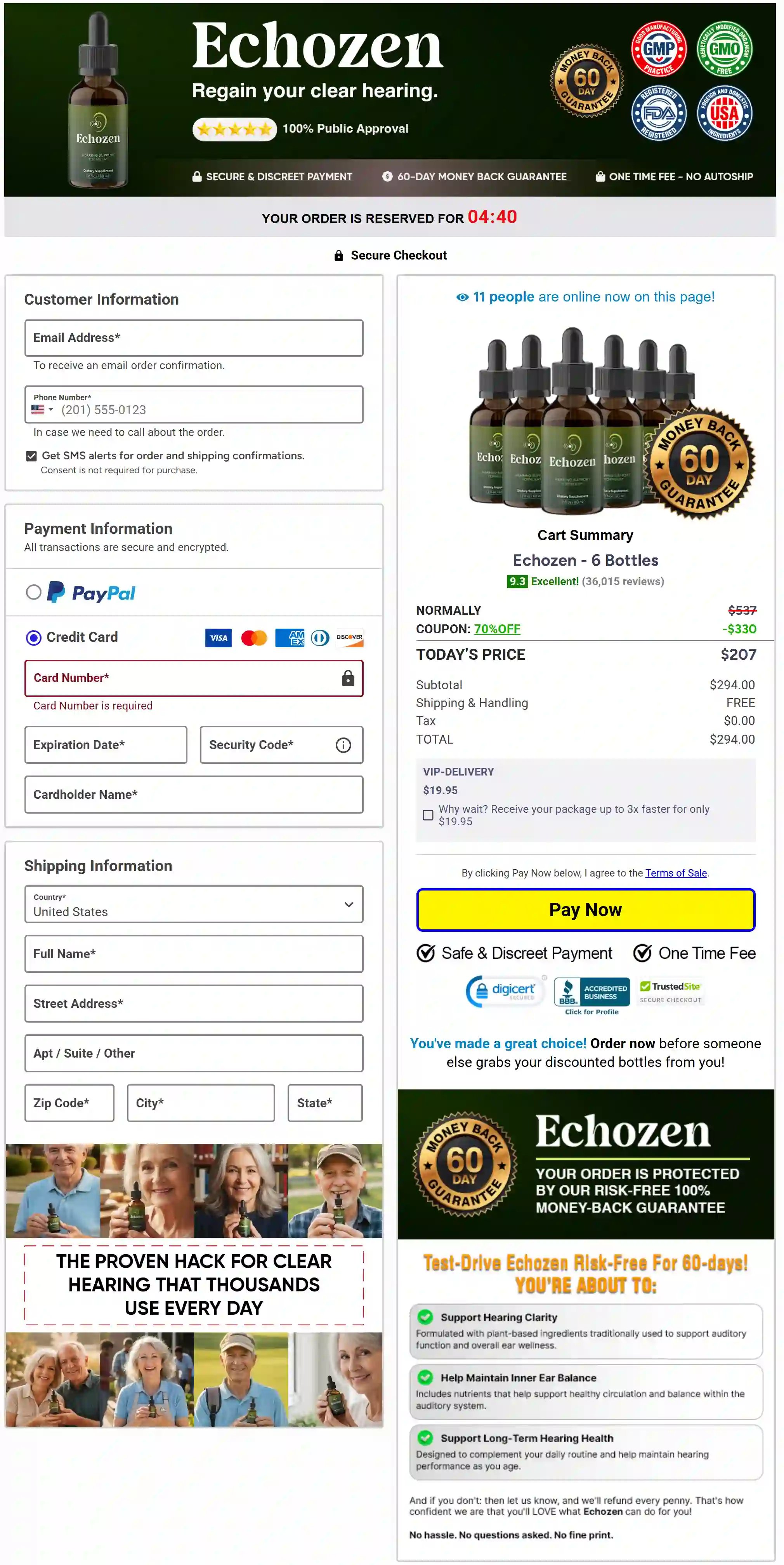 EchoZen secure checkout page preview